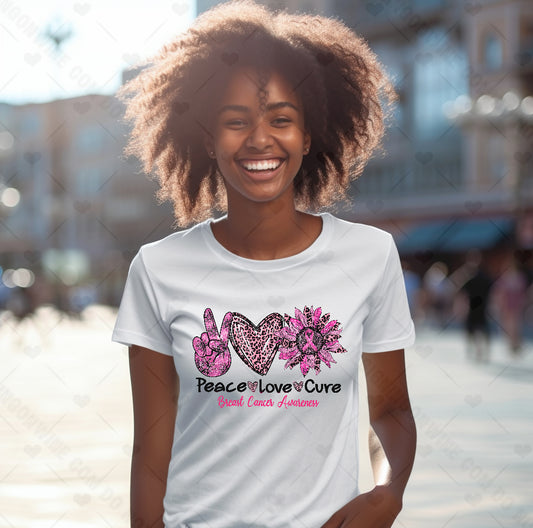 Peace Love Cure Sunflower DTF Transfer 10-20040  T-shirt
