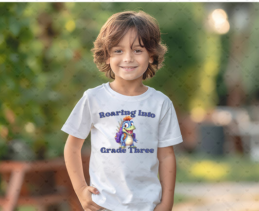 Roaring into Grade Three DTF Transfer 20-62000EXCL  t-shirt