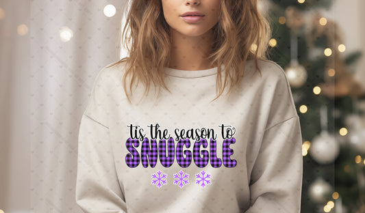 Tis the Season to Snuggle Purple Plaid DTF Transfer 40-13200EXCL t-shirt