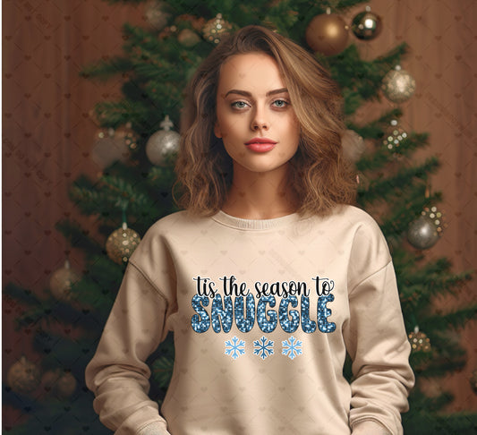 Tis the Season to Snuggle Turquoise Flat Sequins DTF Transfer 40-13230EXCL t-shirt