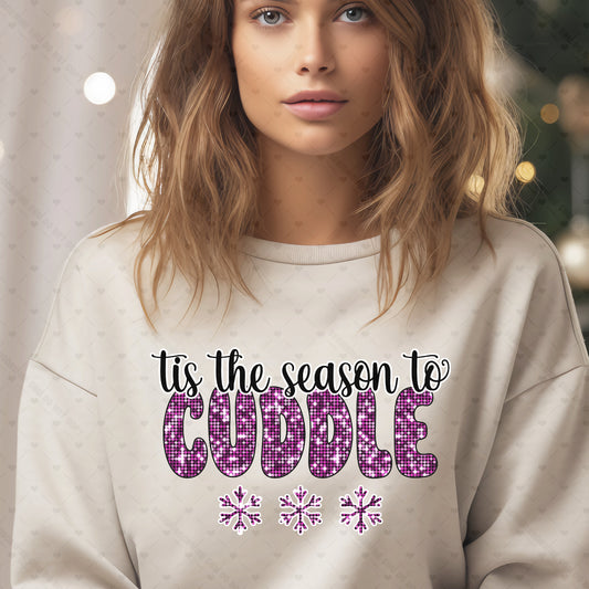 Tis the Season to Cuddle Pink Flat Sequins DTF Transfer 40-13360EXCL t-shirt