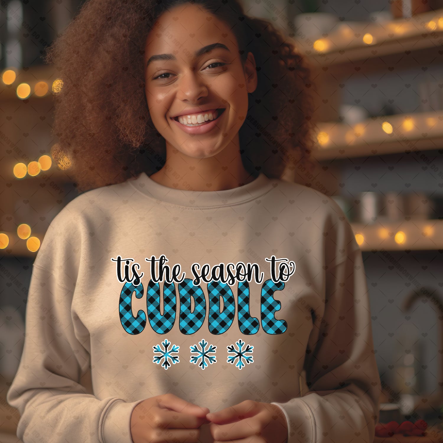 Tis the Season to Cuddle Turquoise Plaid DTF Transfer 40-13390EXCL t-shirt