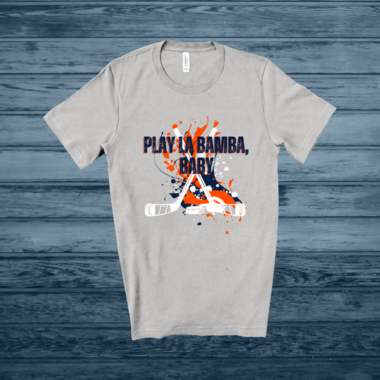 Play La Bamba Baby Edmonton Hockey Sticks Grey T-Shirt