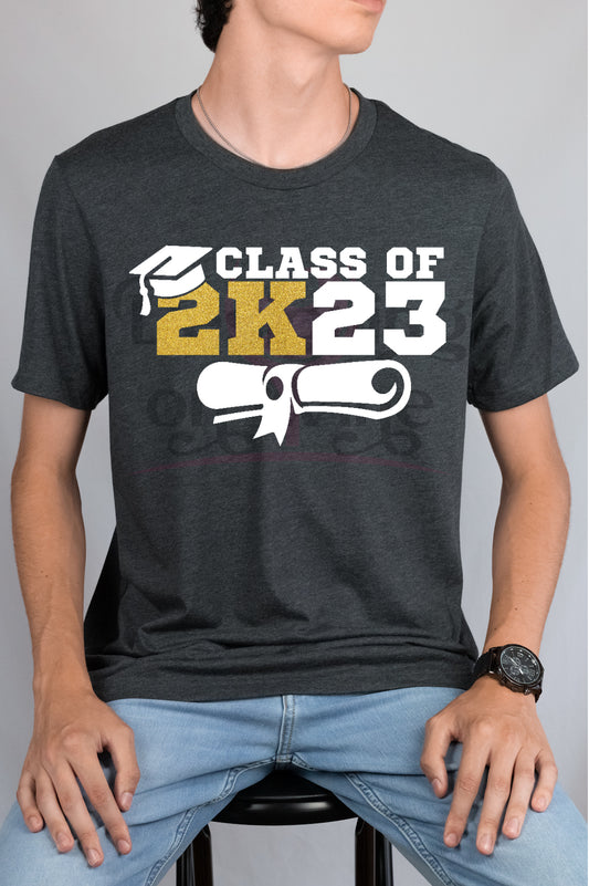 Class of 2023 with Scroll Gold and White DTF Transfer 140-10580