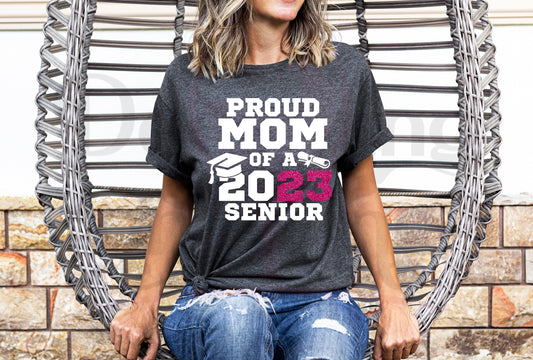 Proud Mom of a 2023 Senior Pink and White DTF Transfer 140-10630
