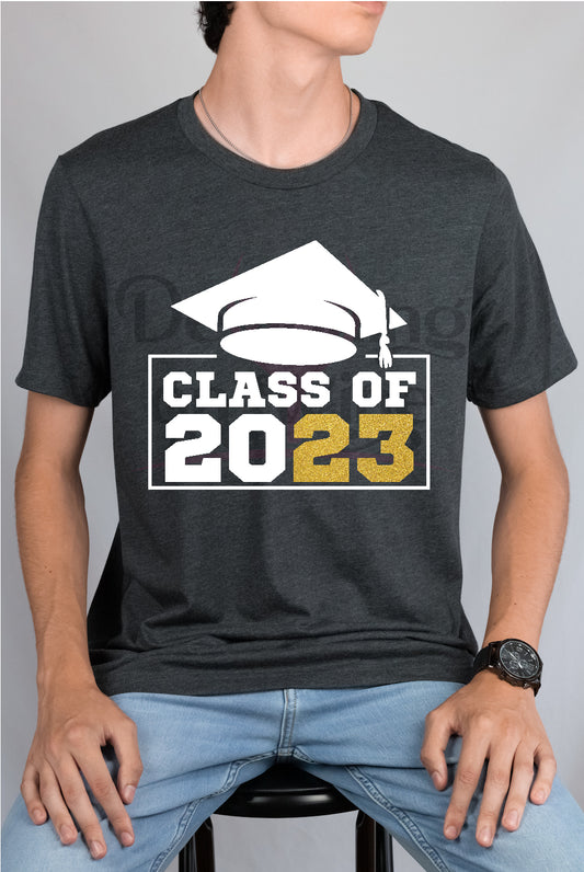Class of 2023 Framed Gold and White DTF Transfer 140-10640