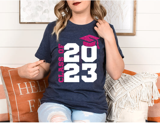 Class of 2023 Vertical Split Pink and White DTF Transfer 140-10680